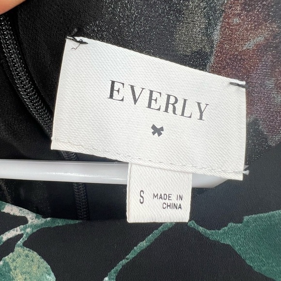 Everly Womens Pink Black Floral Long Sleeve Dress With Lace Up Waist Size S - Picture 8 of 10